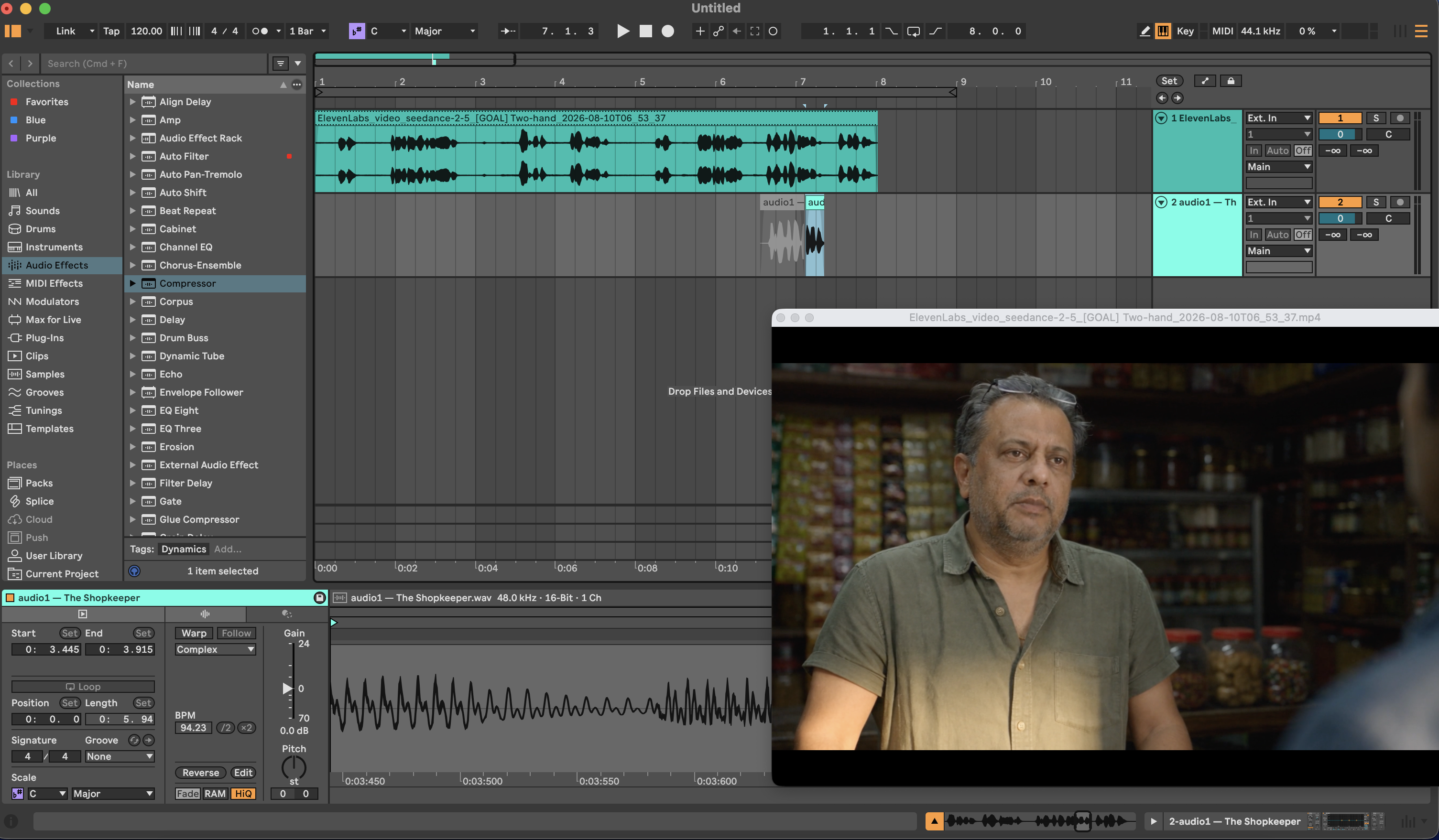 Ableton session showing the patch clip on track 2